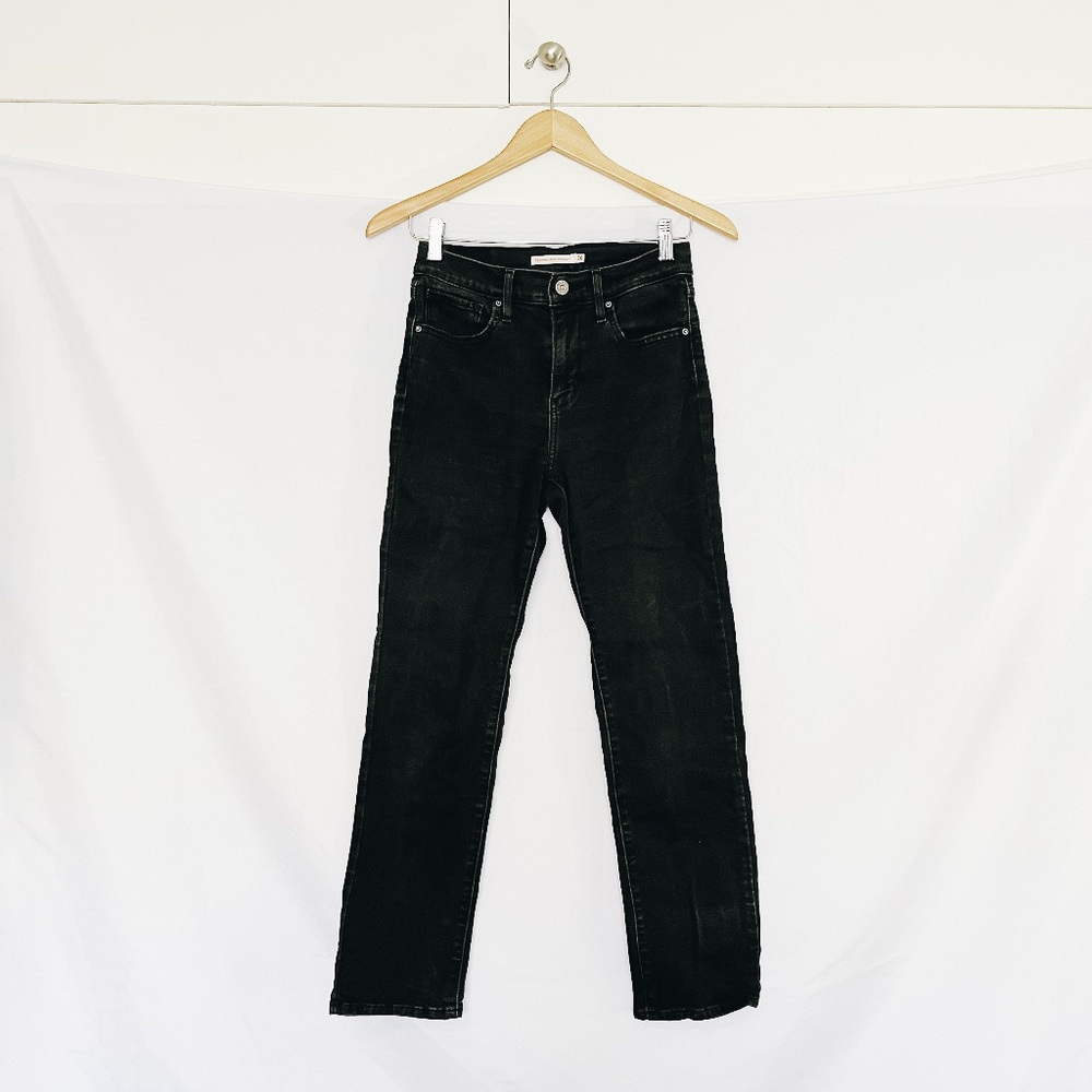 levi's black 724 high rise straight jeans